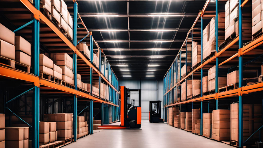 AI image of driverless forklifts in a warehouse