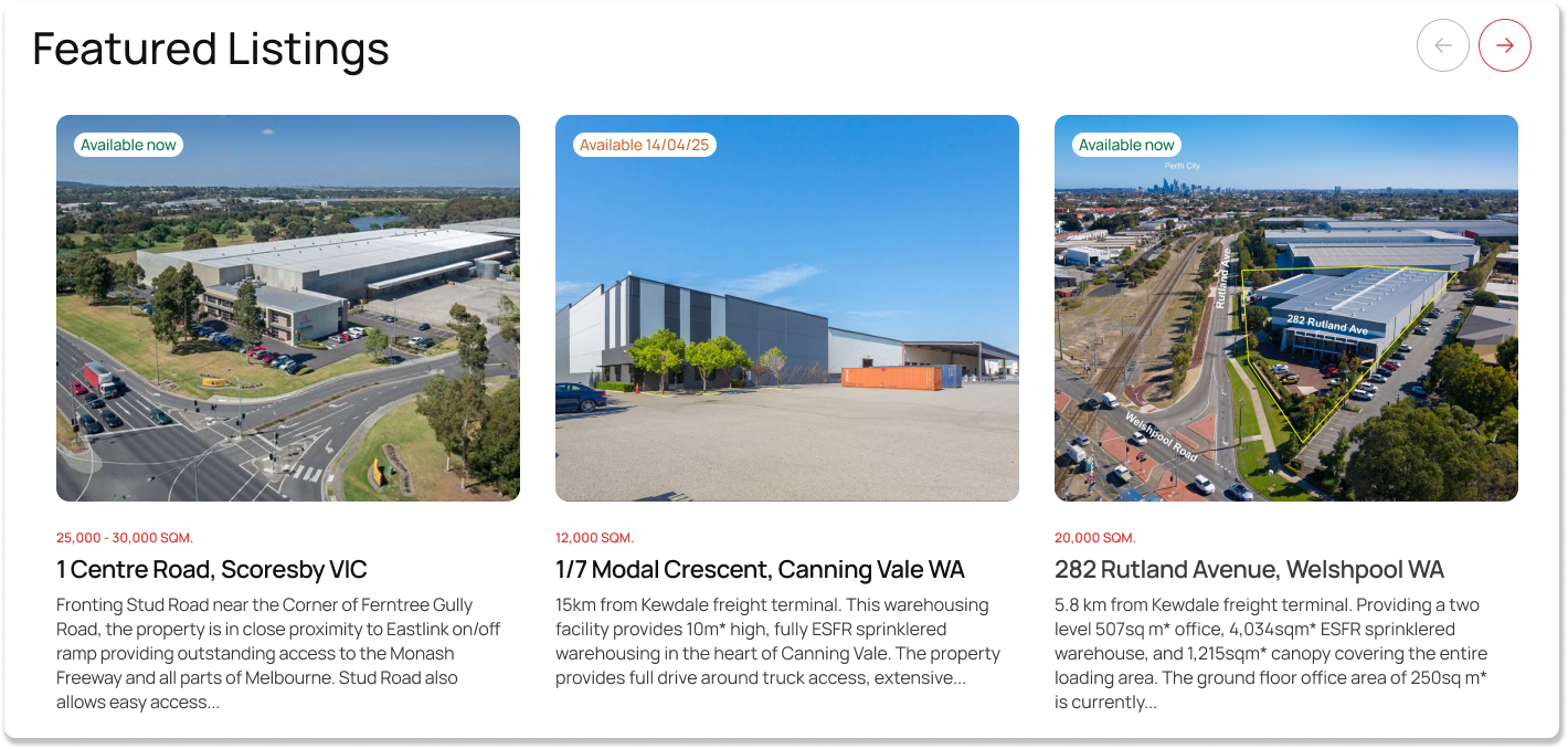 Featured property listings