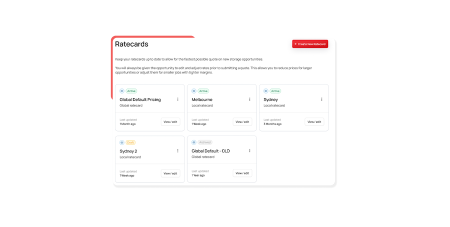 Ratecard management